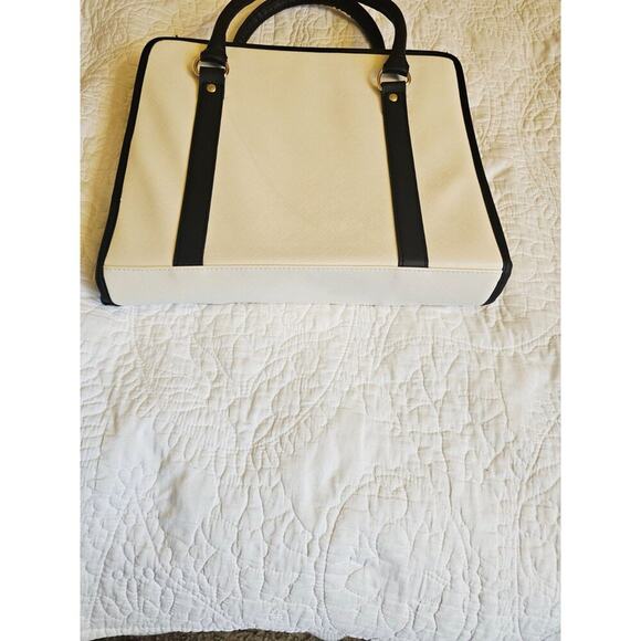 Dehite White Bible Storage Organizer Tote Bag Colorblock Pattern & Gold Charm - Picture 2 of 12